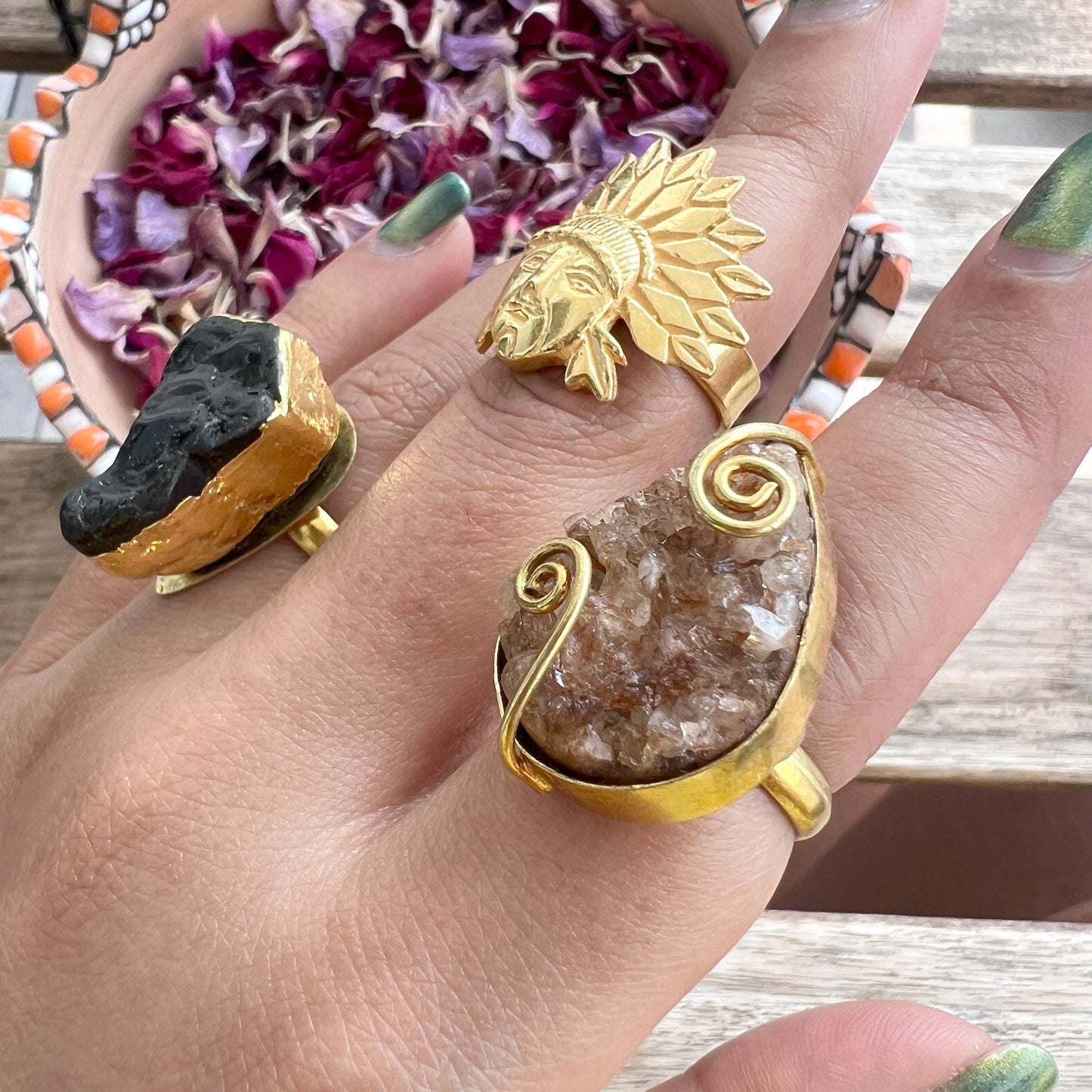 The Enache Set of 3 Rings - Black Onyx Tribal Ring TheEnache