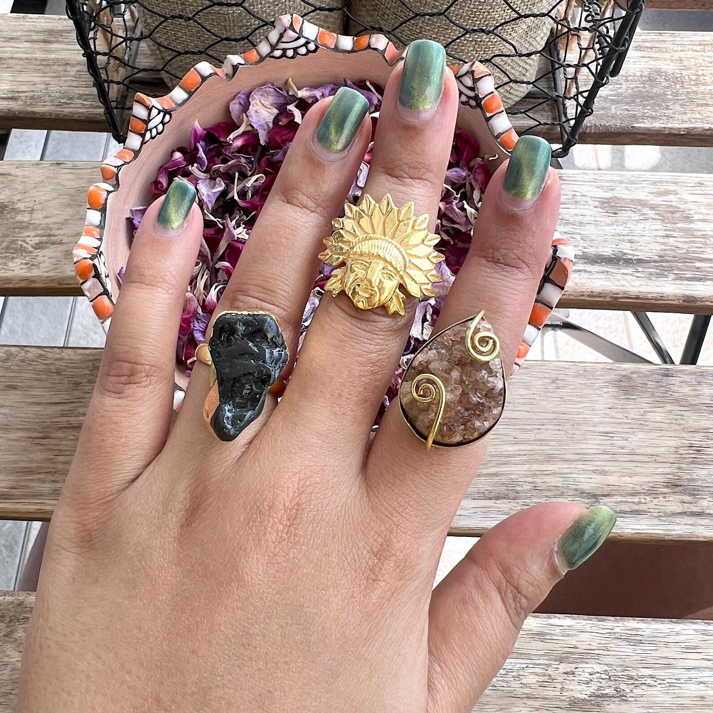 The Enache Set of 3 Rings - Black Onyx Tribal Ring TheEnache