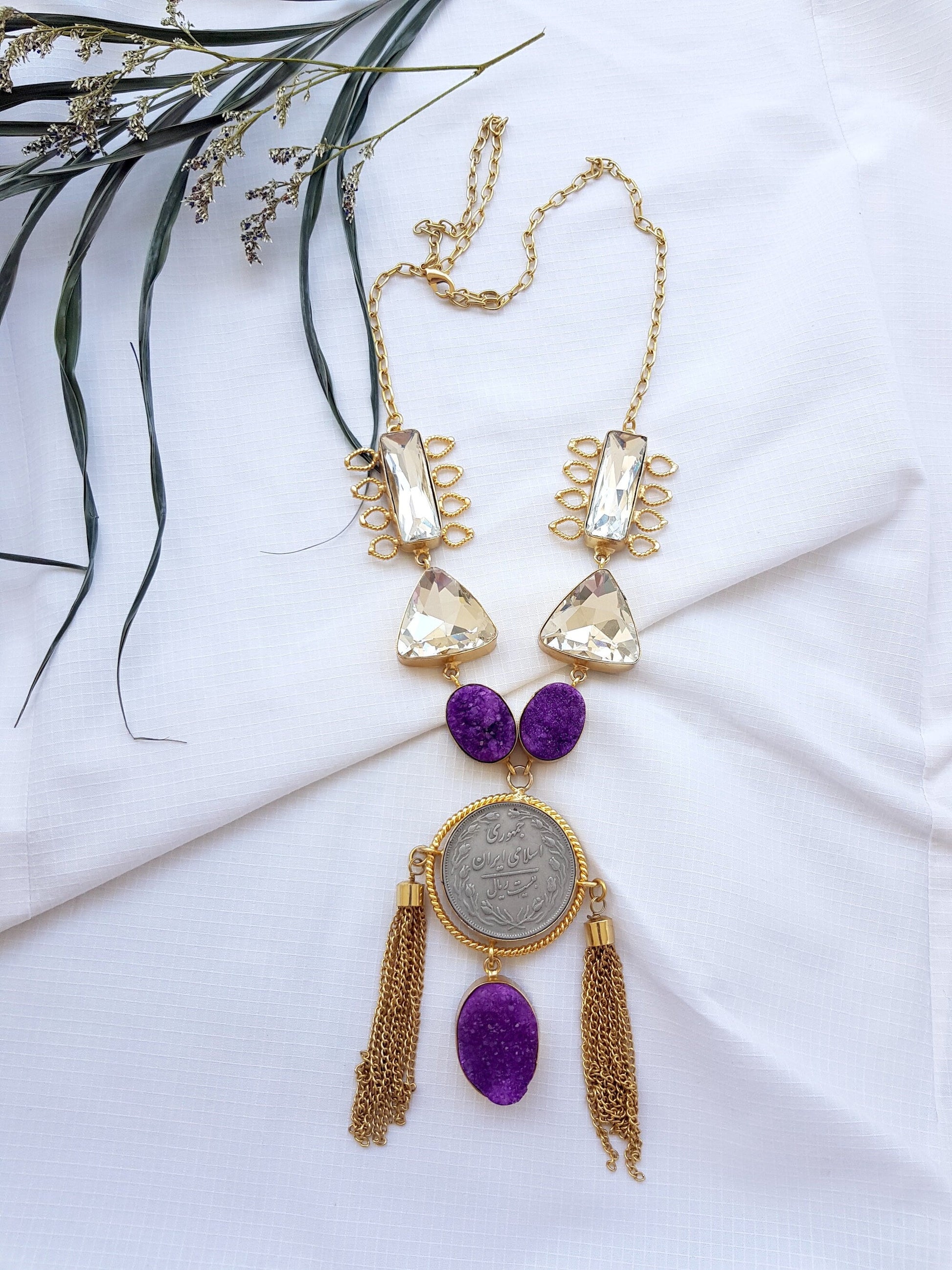 The Enache Silver Coin Tassel Necklace TheEnache