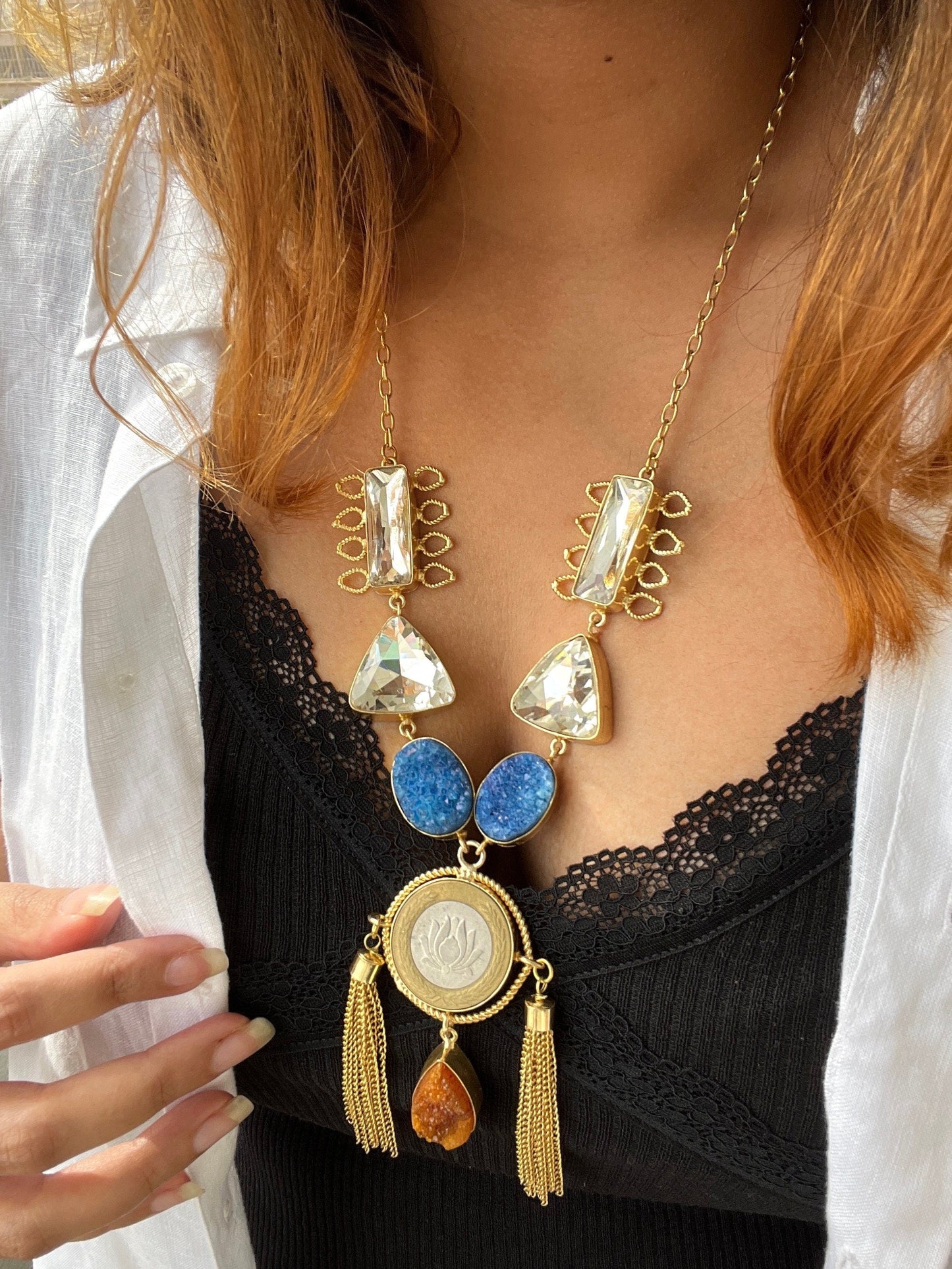 The Enache Silver Coin Tassel Necklace TheEnache