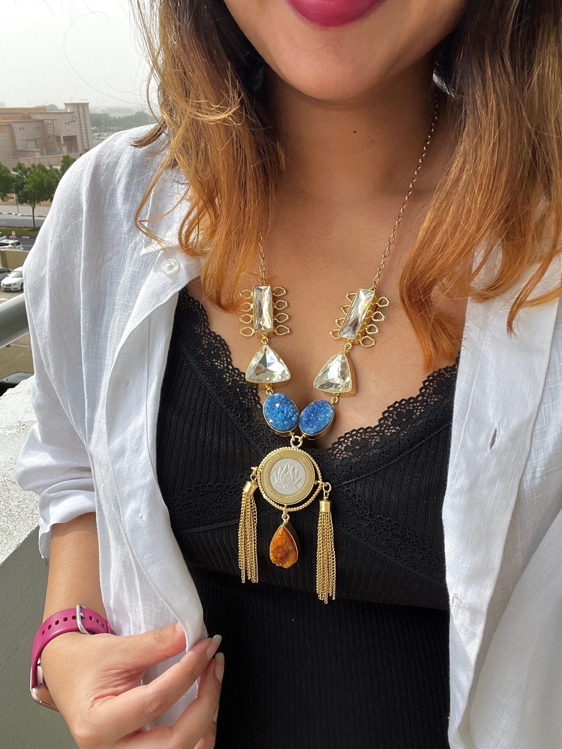 The Enache Silver Coin Tassel Necklace TheEnache