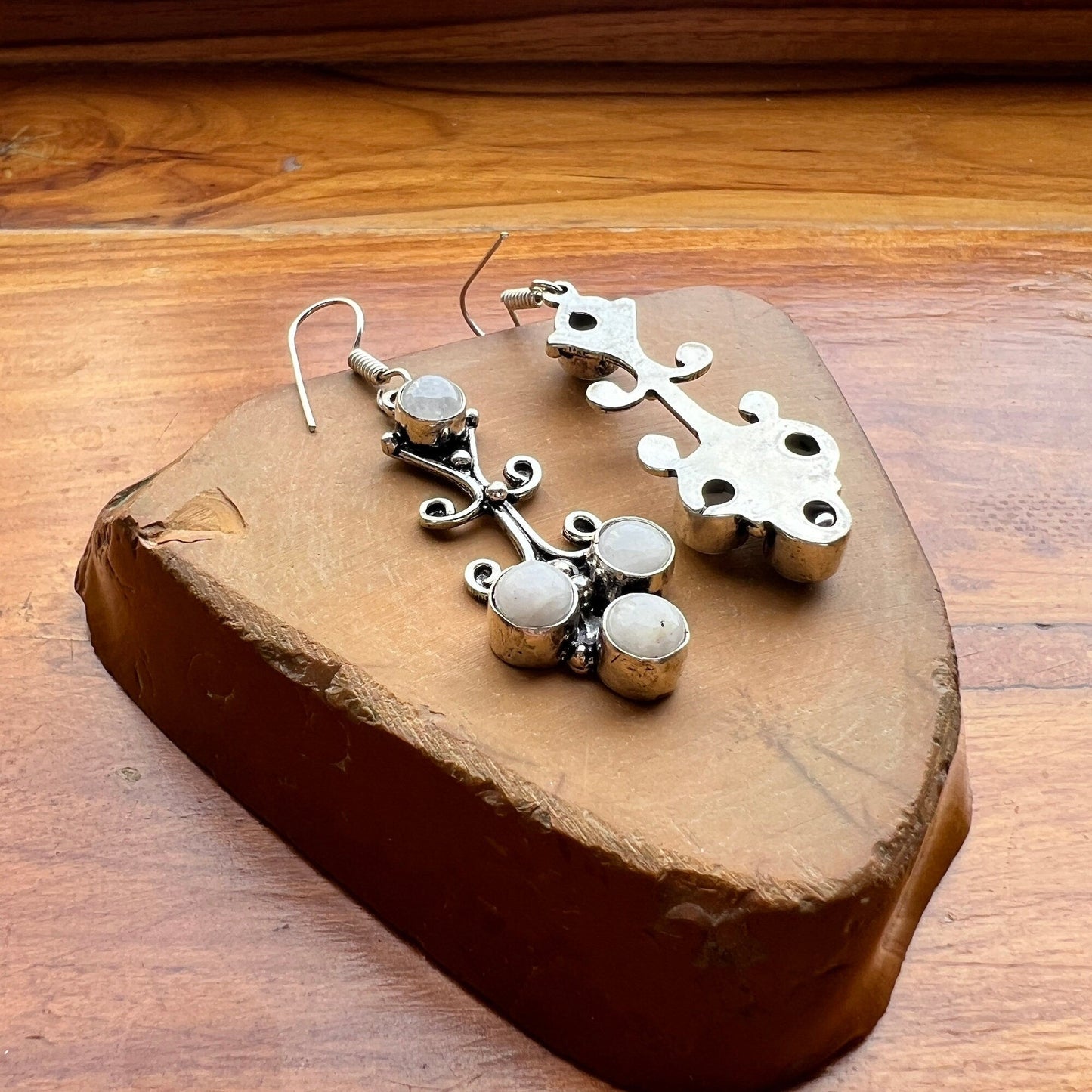 The Enache Silver Moonstone Dangle Earrings TheEnache