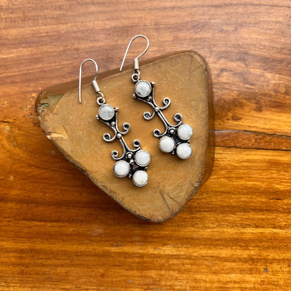 The Enache Silver Moonstone Dangle Earrings TheEnache