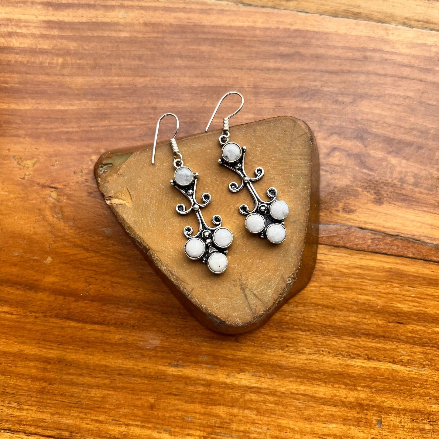 The Enache Silver Moonstone Dangle Earrings TheEnache