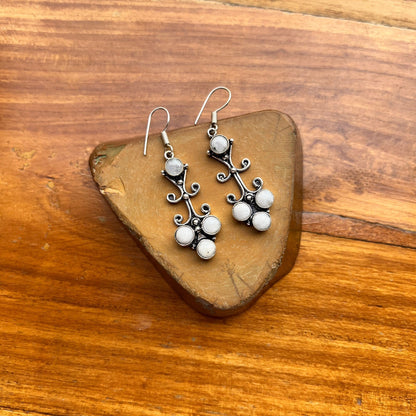 The Enache Silver Moonstone Dangle Earrings TheEnache