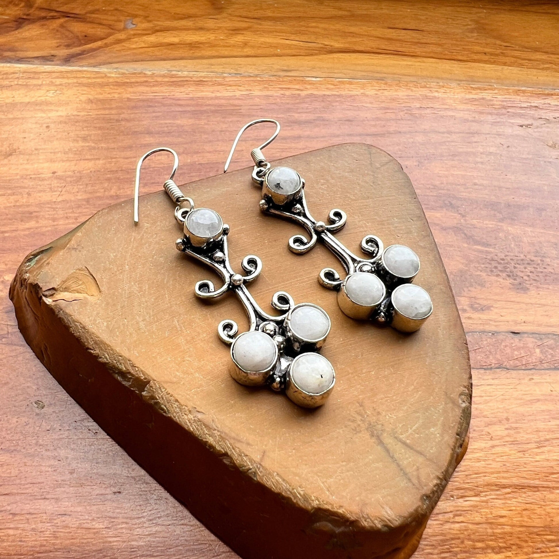 The Enache Silver Moonstone Dangle Earrings TheEnache