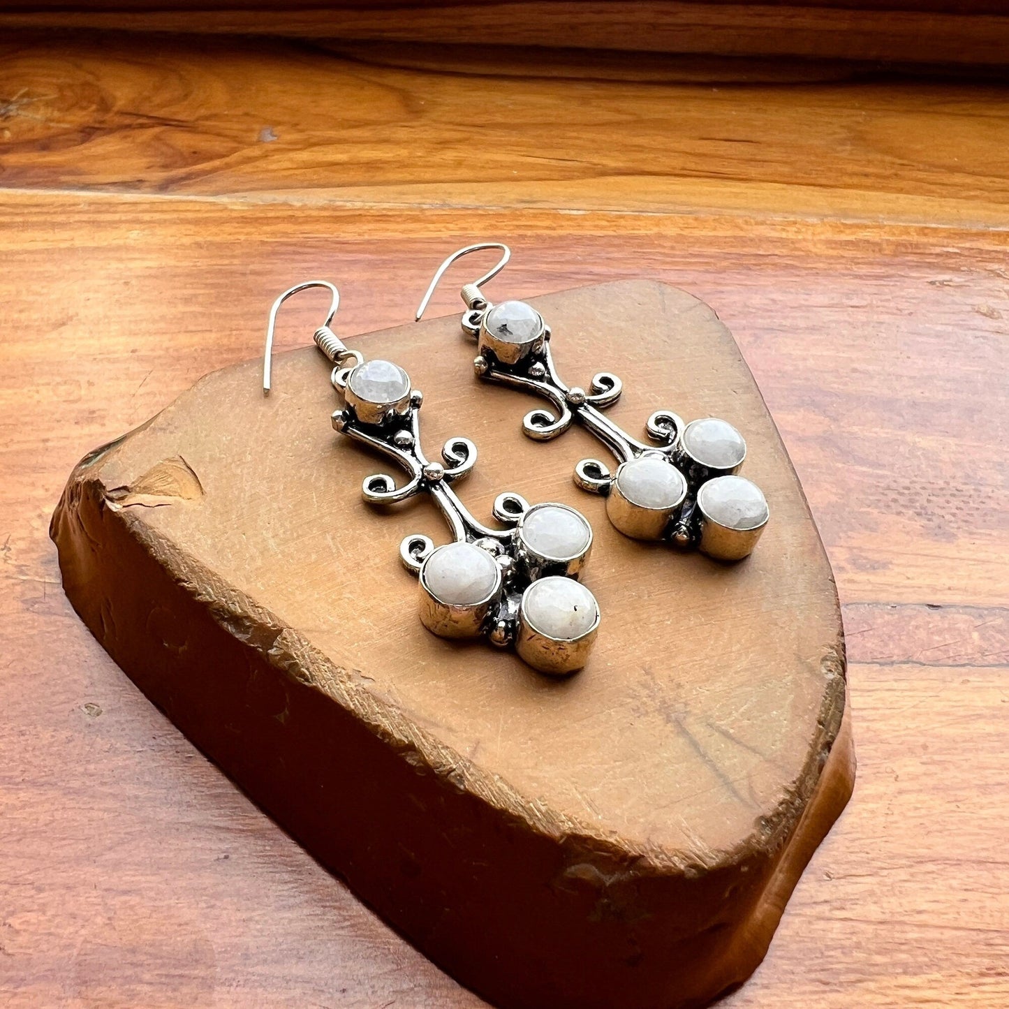 The Enache Silver Moonstone Dangle Earrings TheEnache