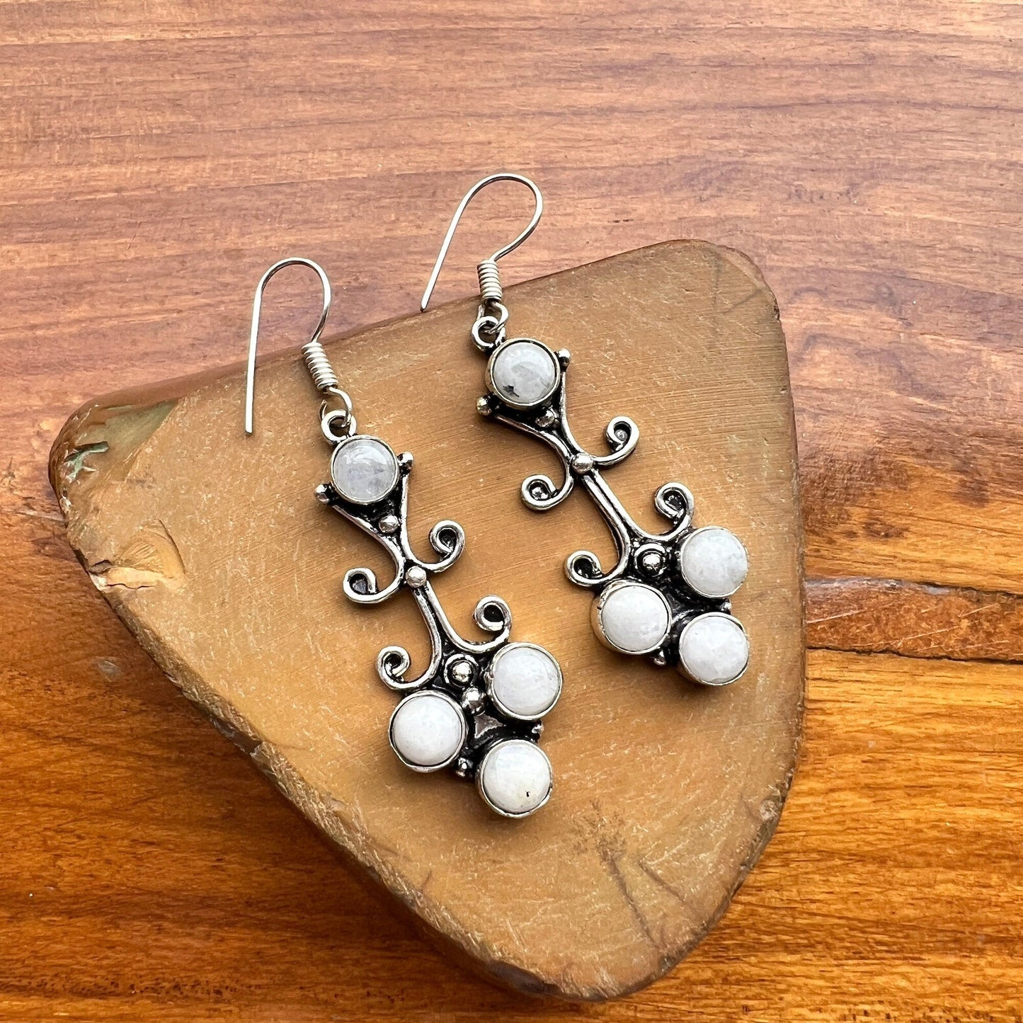 The Enache Silver Moonstone Dangle Earrings TheEnache
