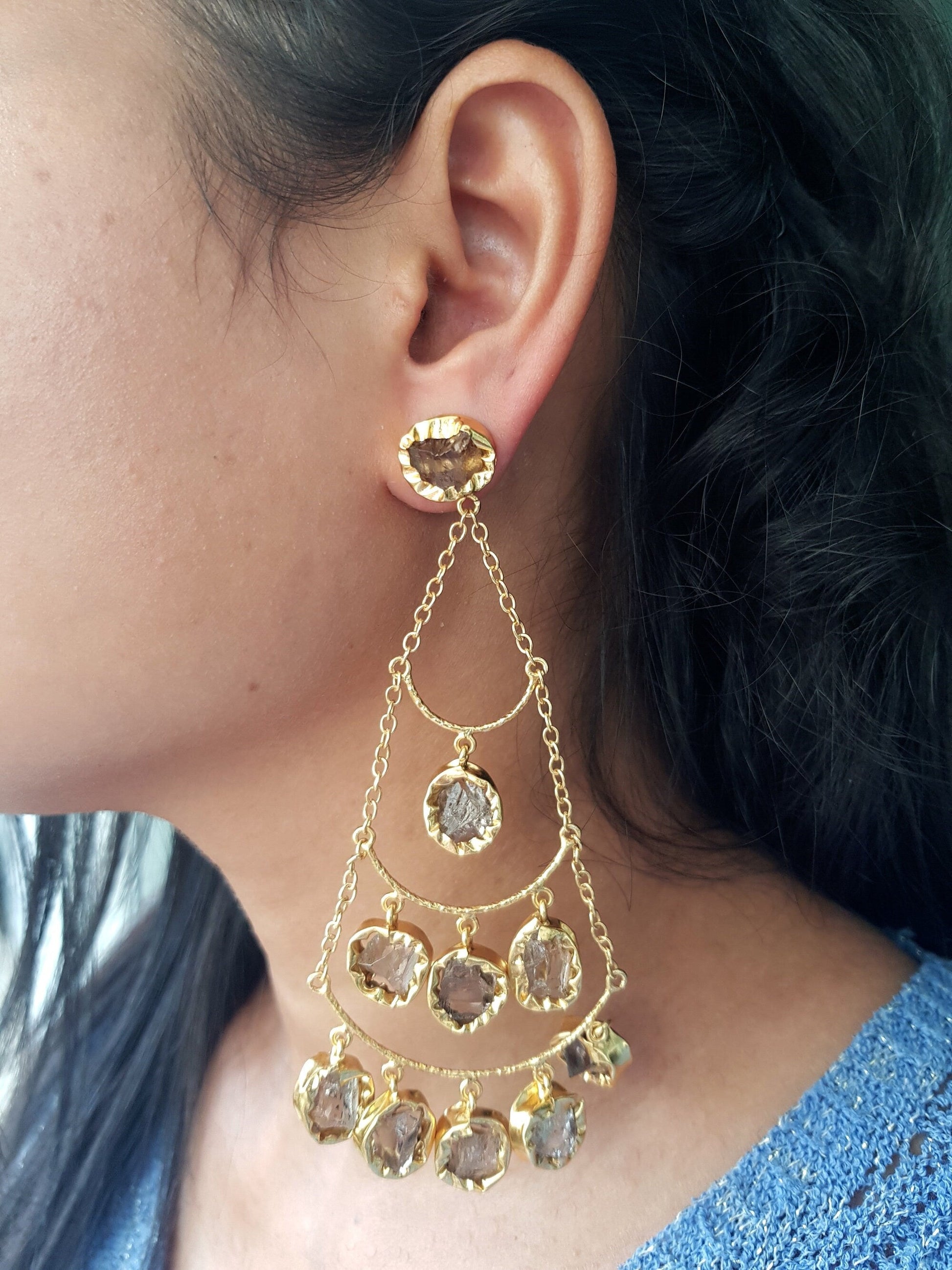 The Enache Smoky Quartz Chandelier Earrings TheEnache
