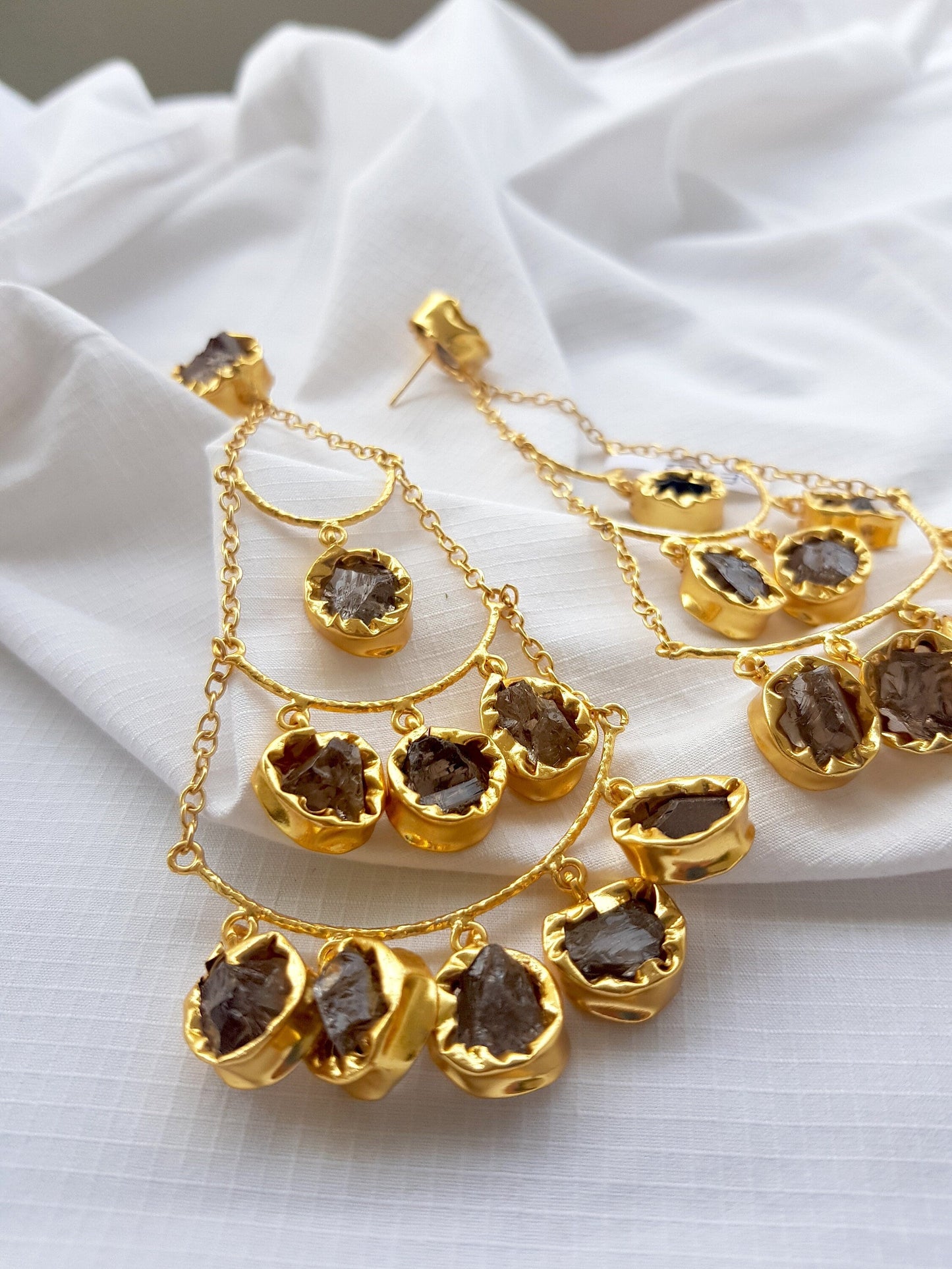 The Enache Smoky Quartz Chandelier Earrings TheEnache