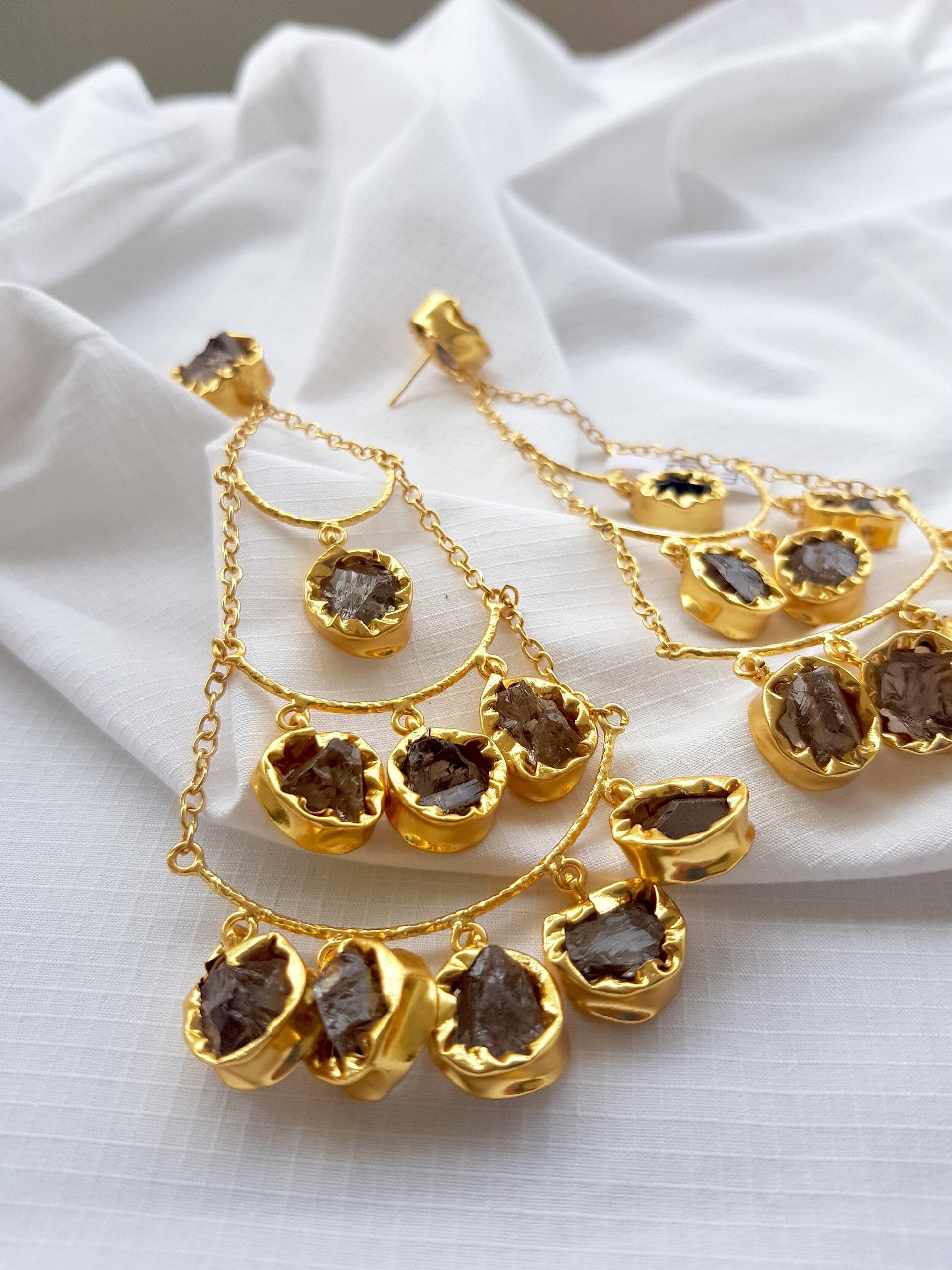 The Enache Smoky Quartz Chandelier Earrings TheEnache