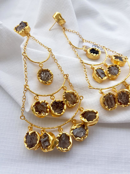 The Enache Smoky Quartz Chandelier Earrings TheEnache