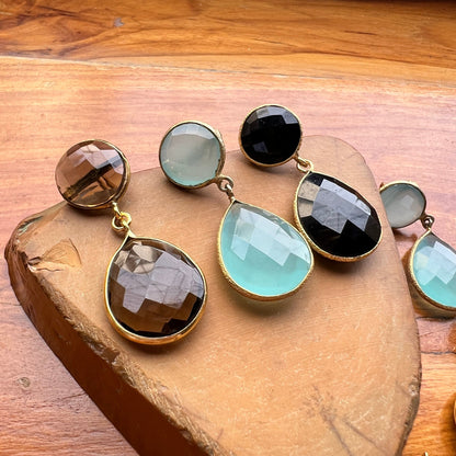 The Enache Smoky Quartz Onyx Earrings TheEnache