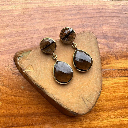 The Enache Smoky Quartz Onyx Earrings TheEnache