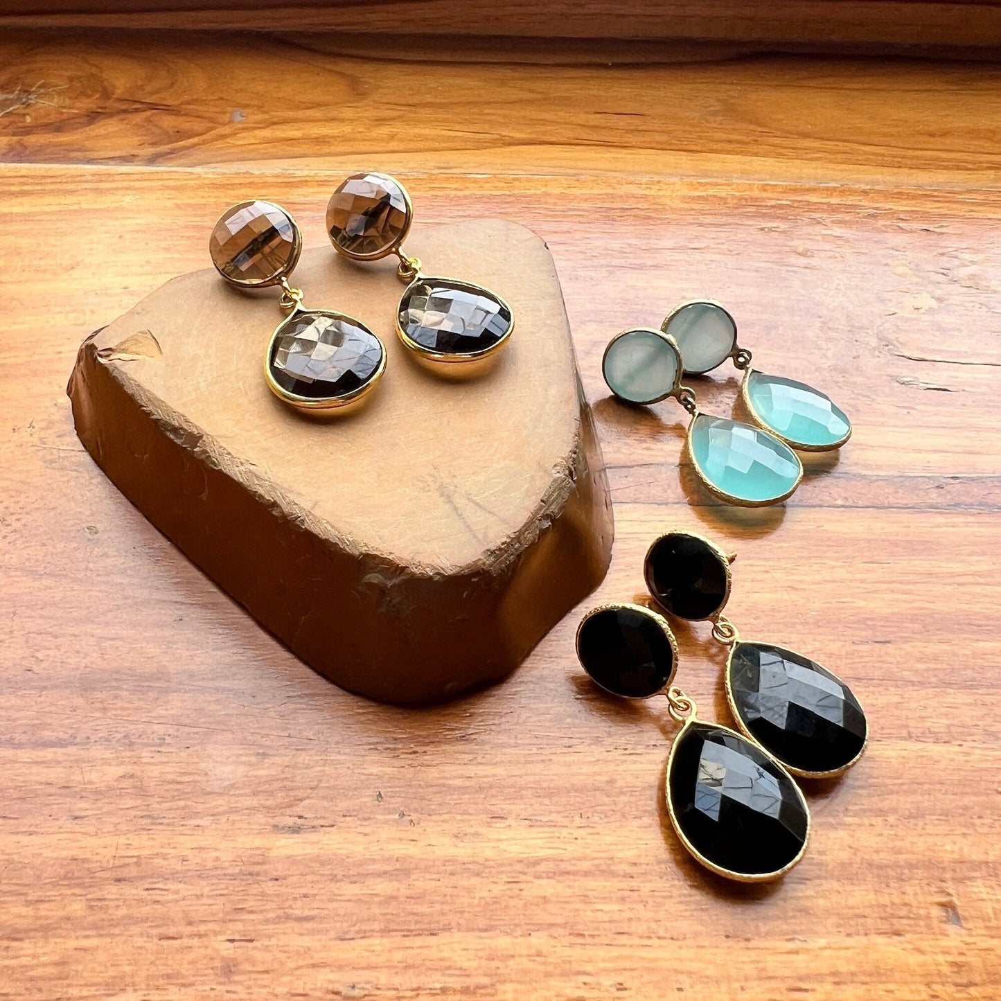 The Enache Smoky Quartz Onyx Earrings TheEnache