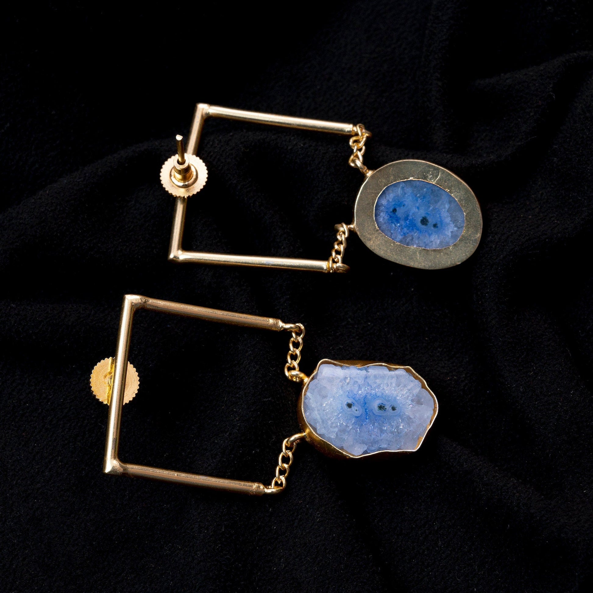 The Enache Square Brass Agate Earrings TheEnache