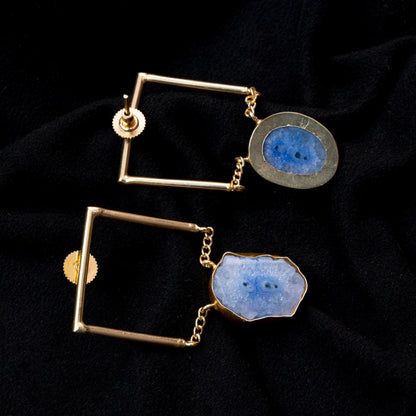 The Enache Square Brass Agate Earrings TheEnache