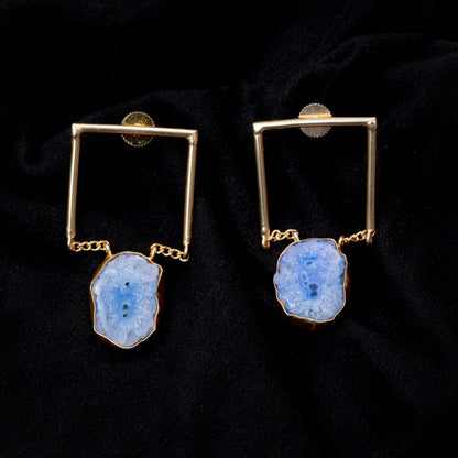 The Enache Square Brass Agate Earrings TheEnache