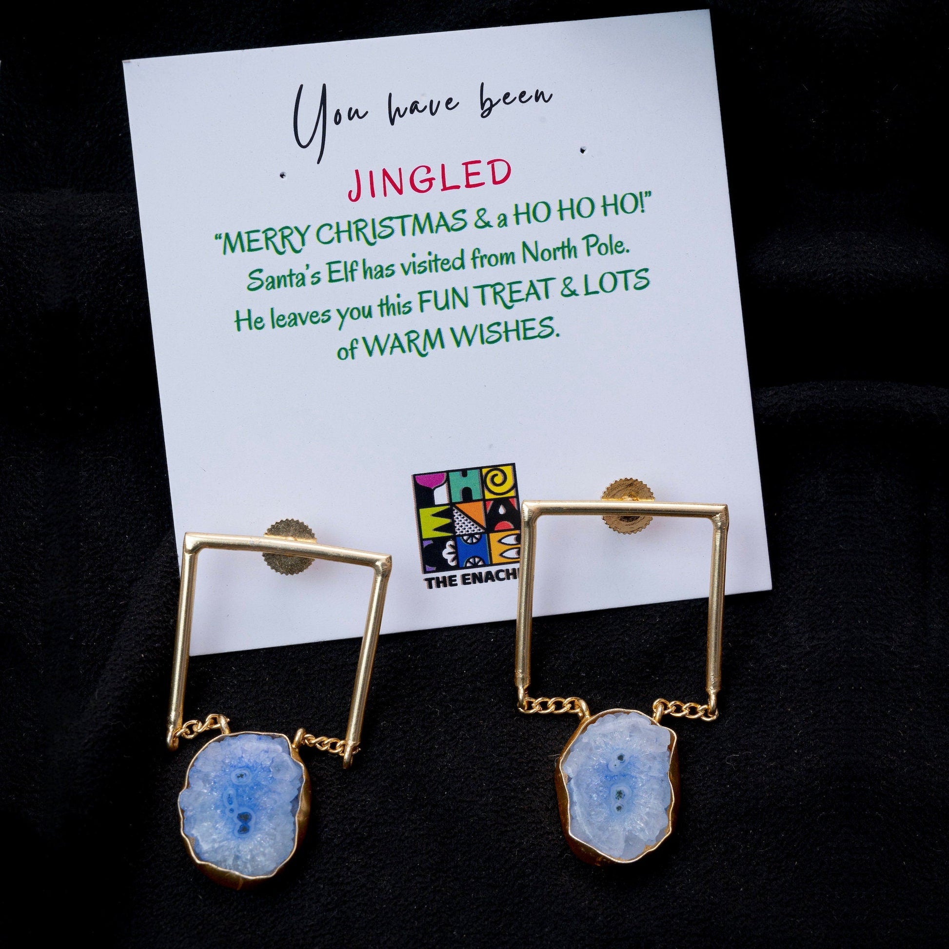 The Enache Square Brass Agate Earrings TheEnache