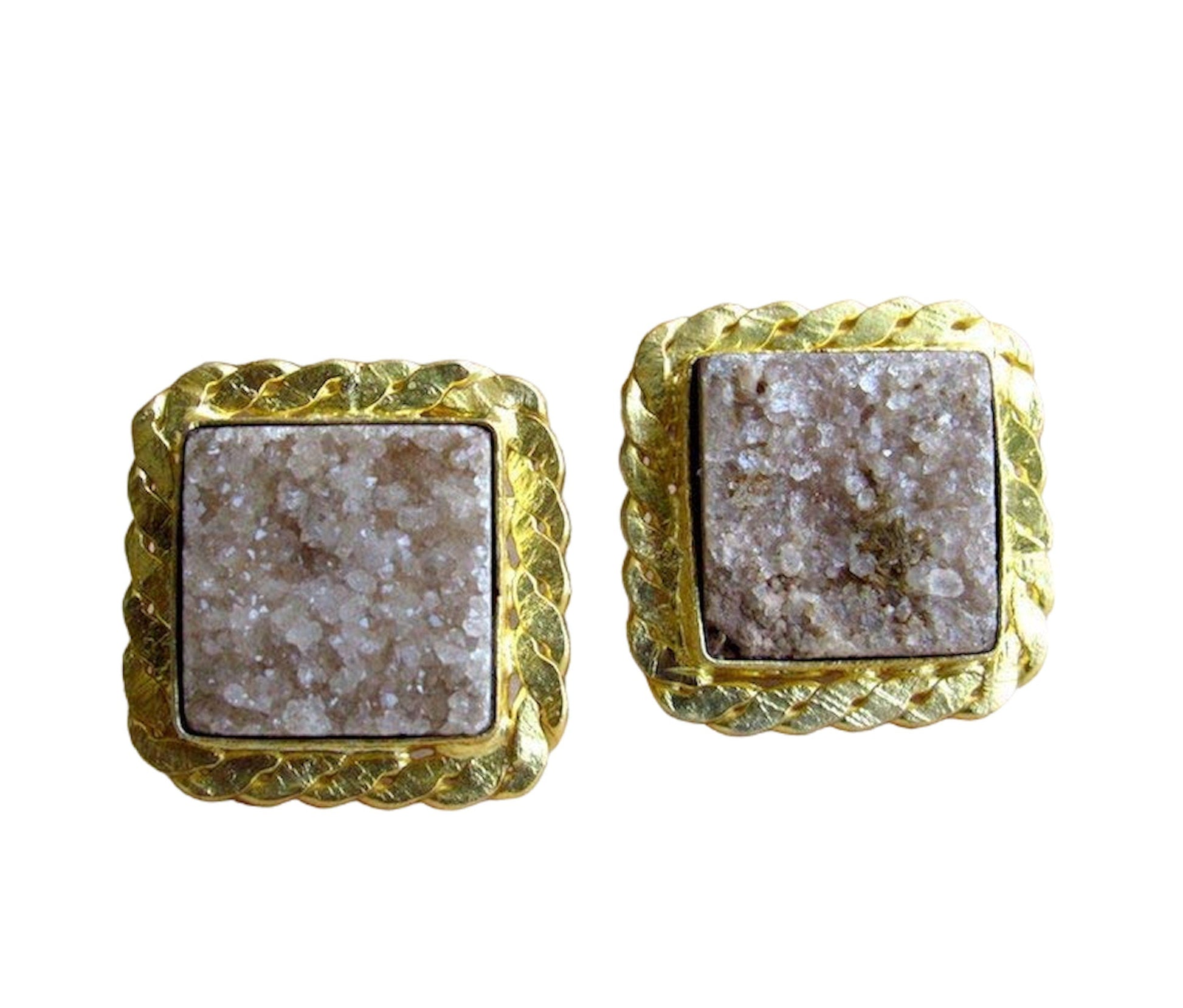The Enache Square Brown Druzy Studs TheEnache