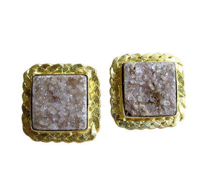 The Enache Square Brown Druzy Studs TheEnache
