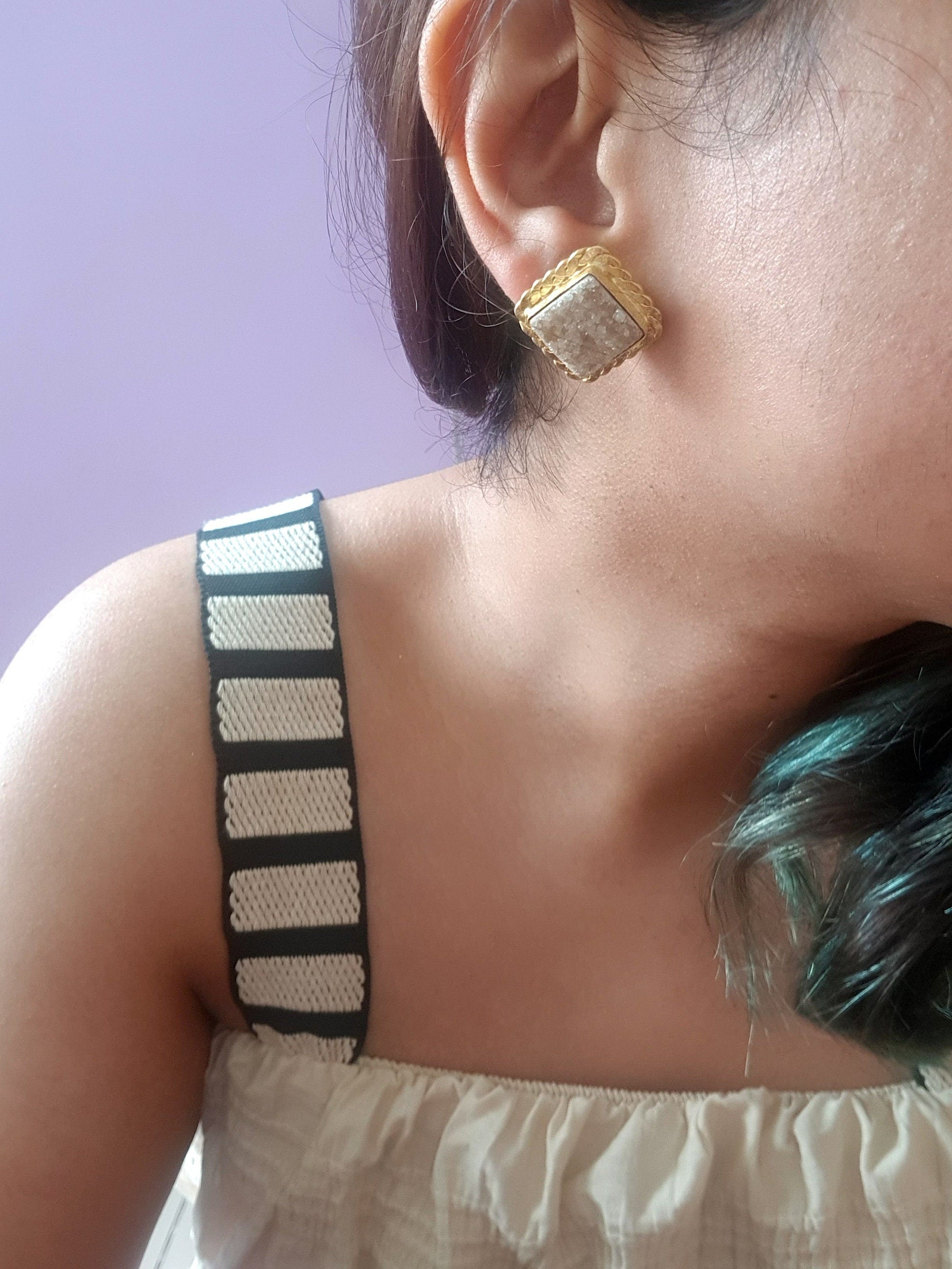 The Enache Square Brown Druzy Studs TheEnache