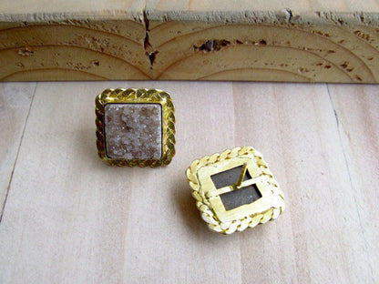 The Enache Square Brown Druzy Studs TheEnache