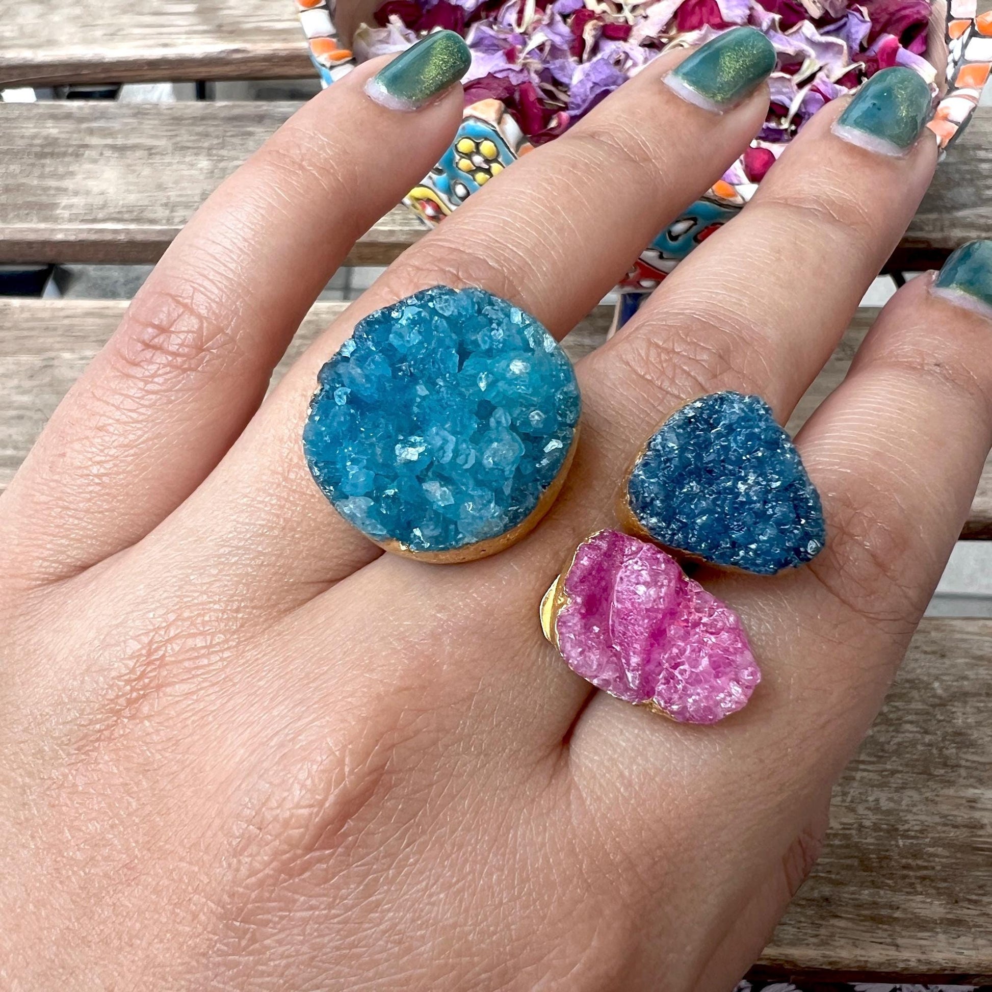 The Enache Teal Druzy Agate Ring TheEnache