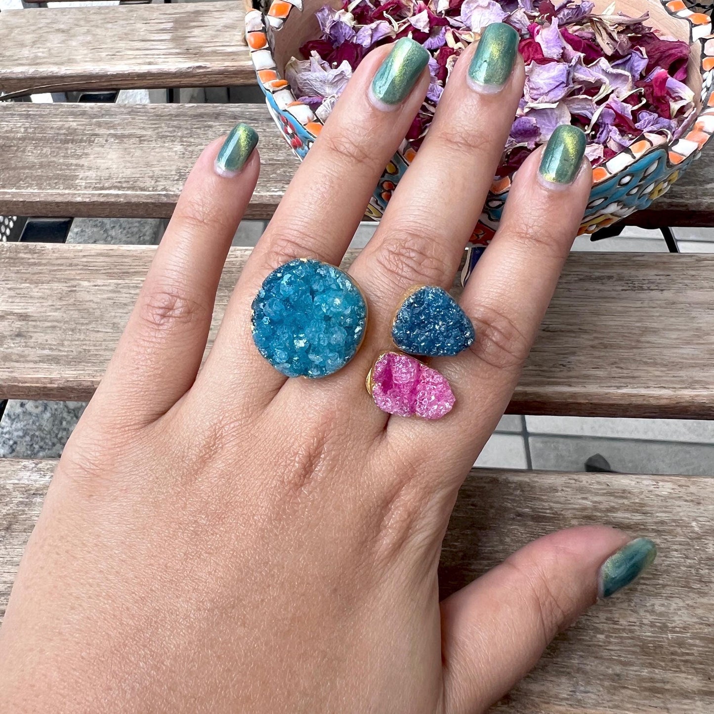 The Enache Teal Druzy Agate Ring TheEnache