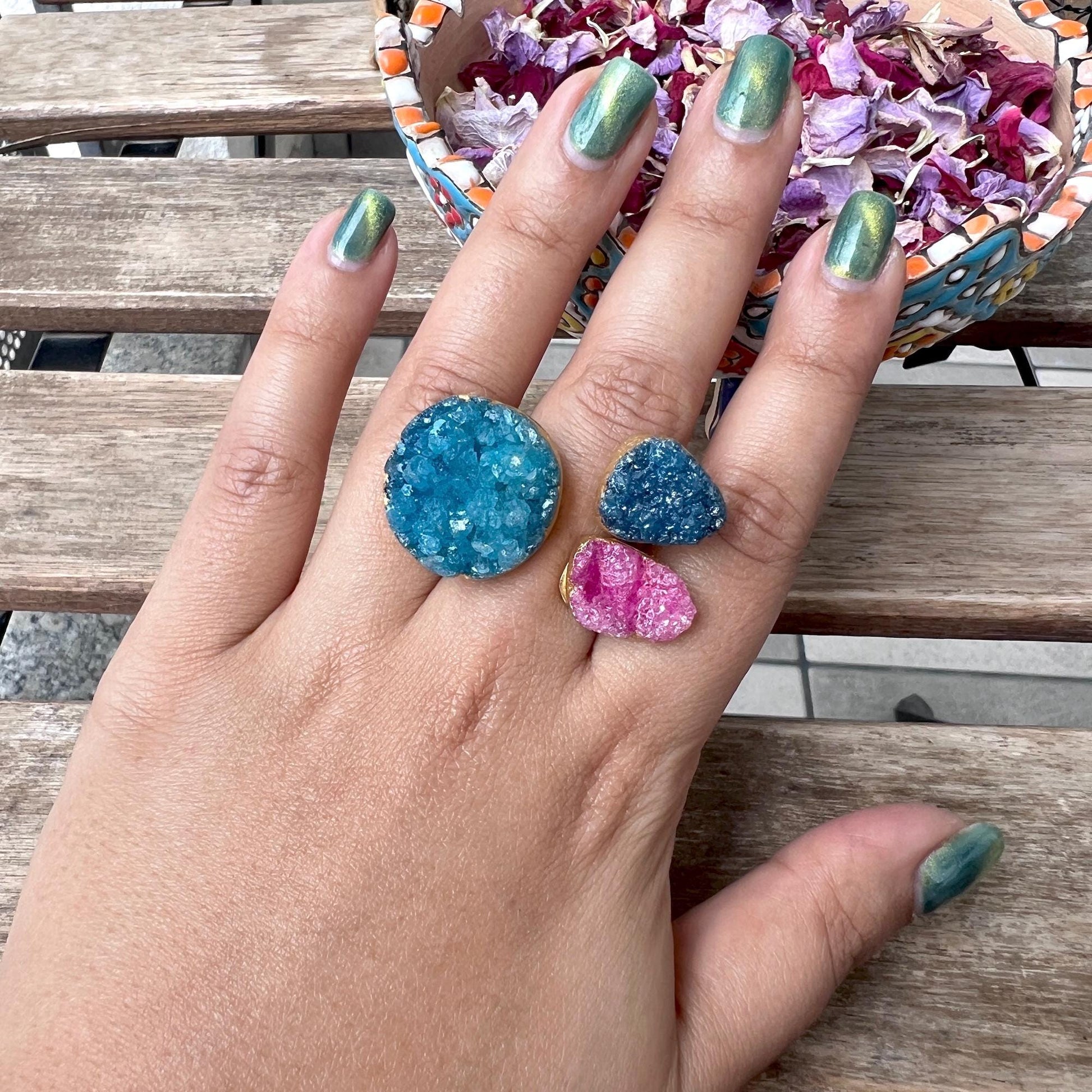 The Enache Teal Druzy Agate Ring TheEnache