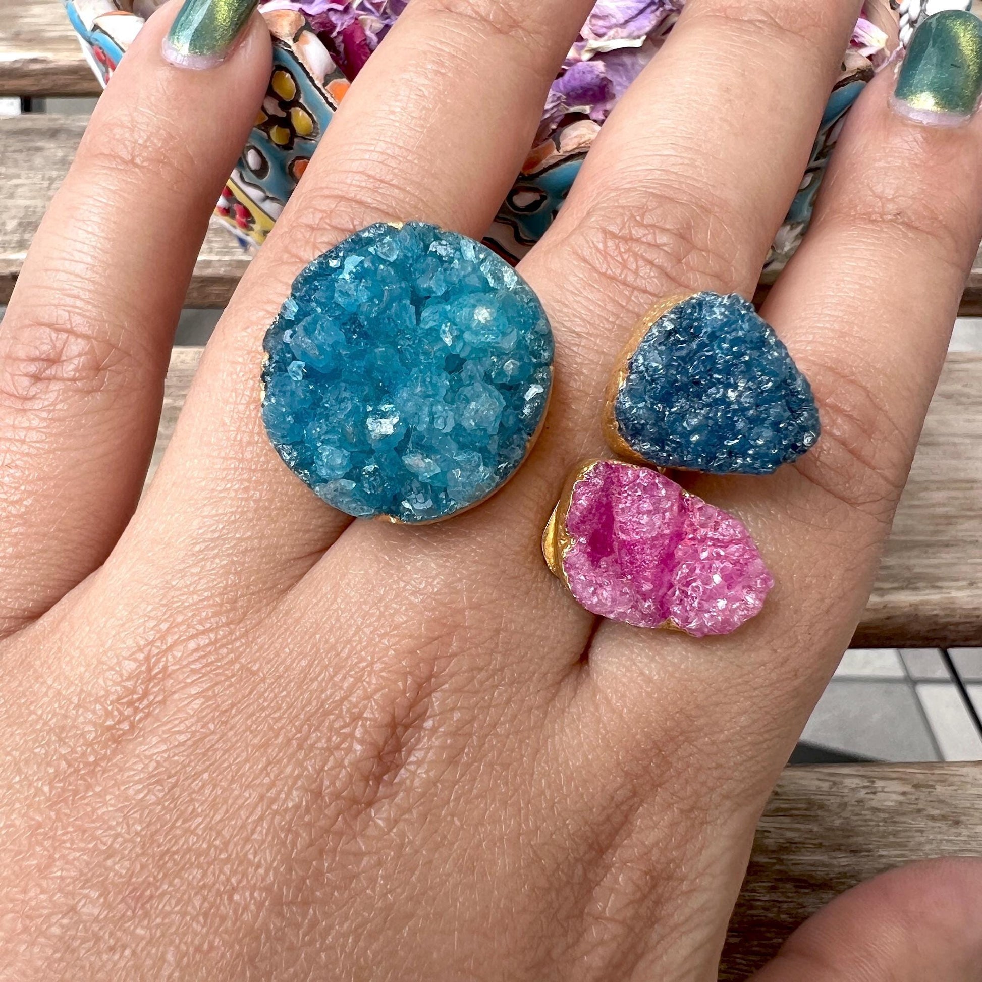The Enache Teal Druzy Agate Ring TheEnache