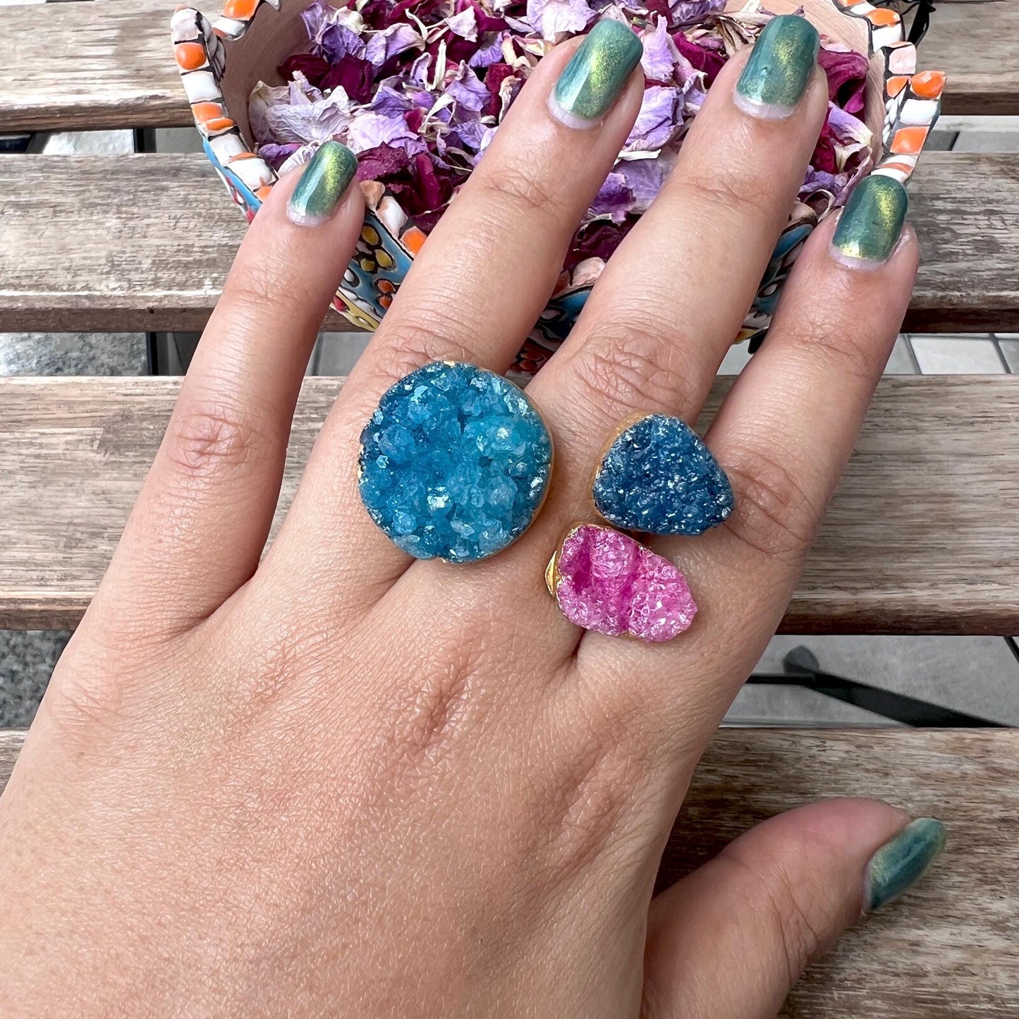 The Enache Teal Druzy Agate Ring TheEnache