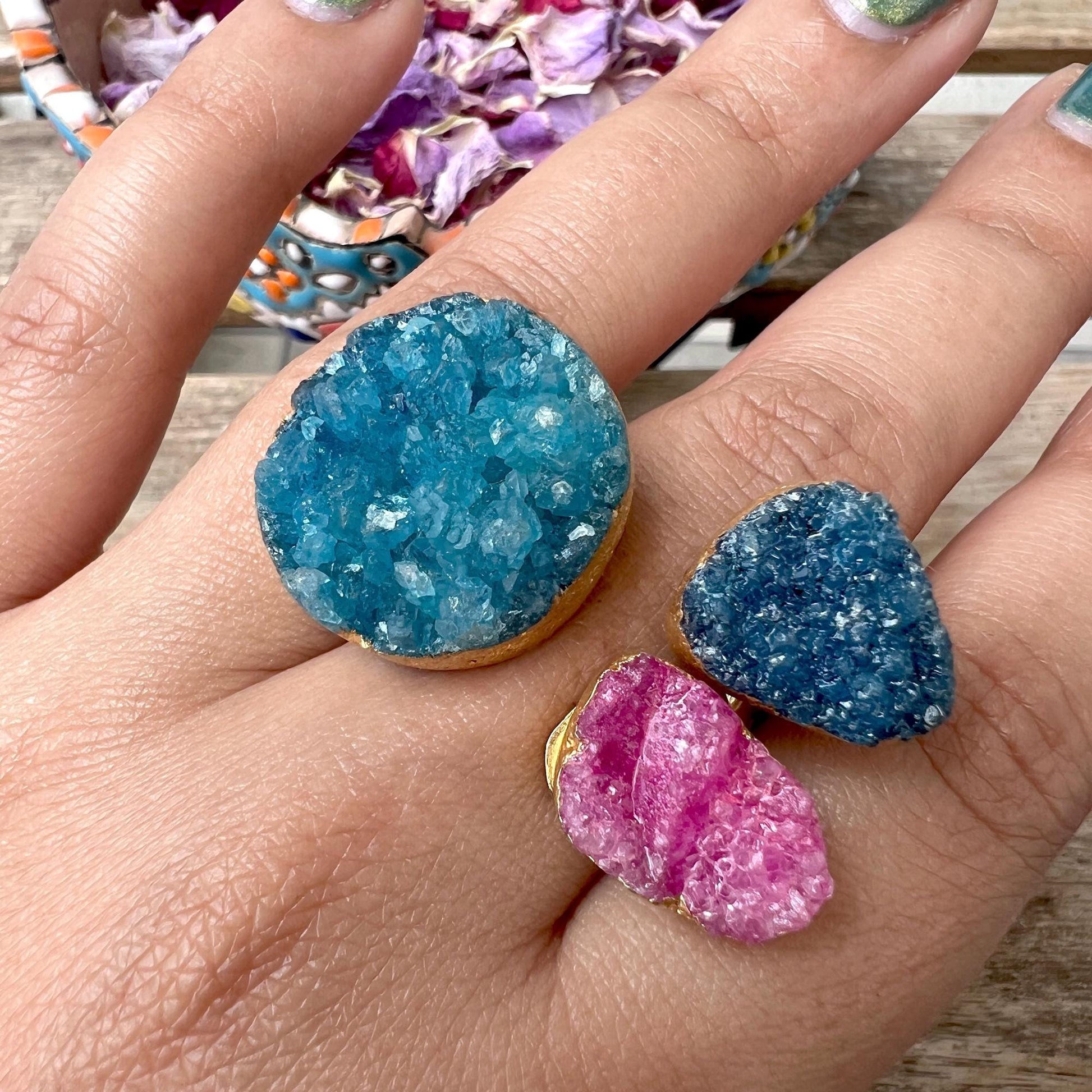 The Enache Teal Druzy Agate Ring TheEnache