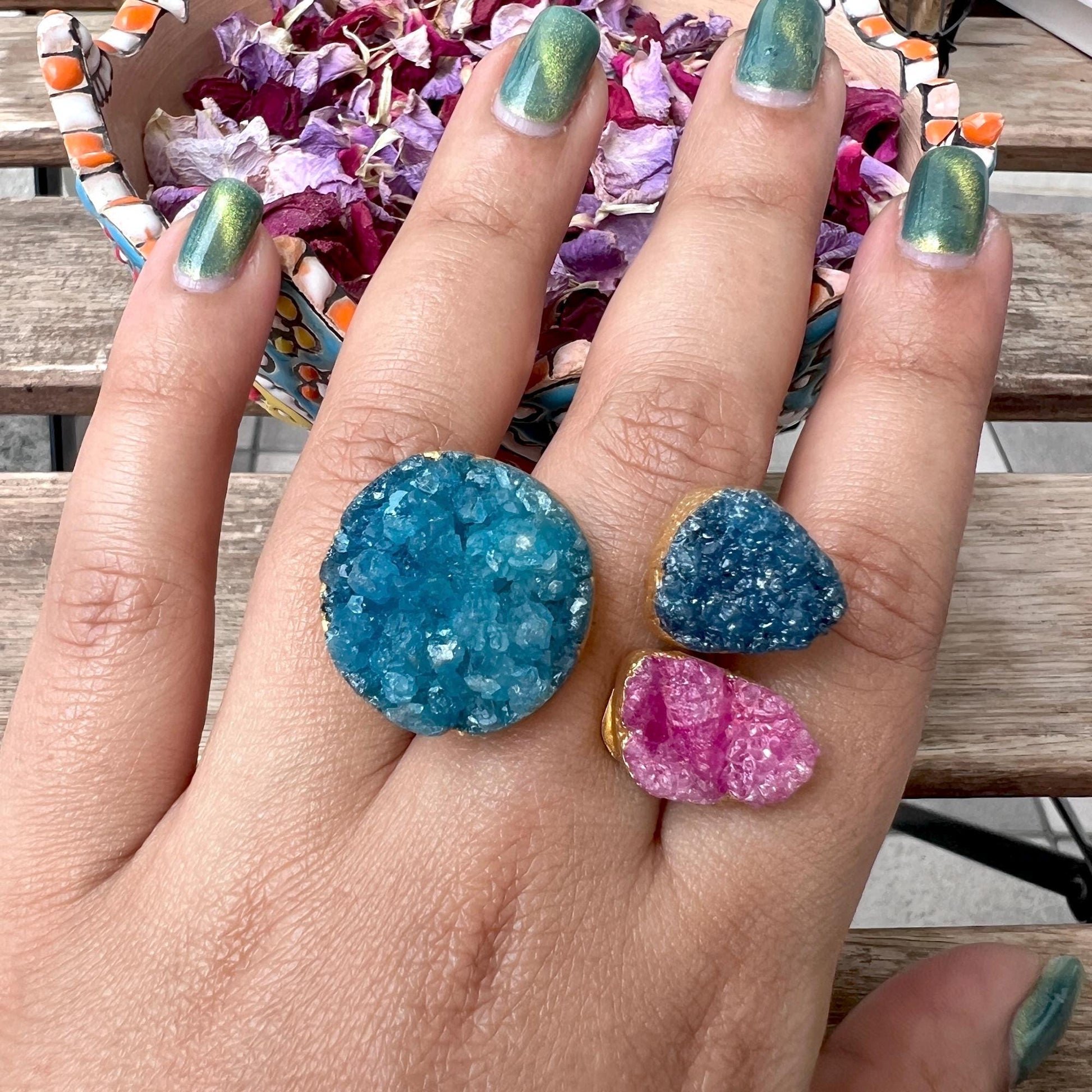 The Enache Teal Druzy Agate Ring TheEnache