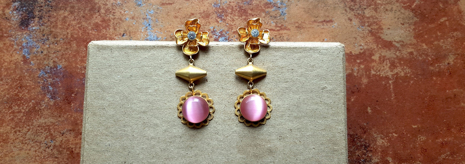 The Enache Tiger's Eye Pink Druzy Earrings TheEnache