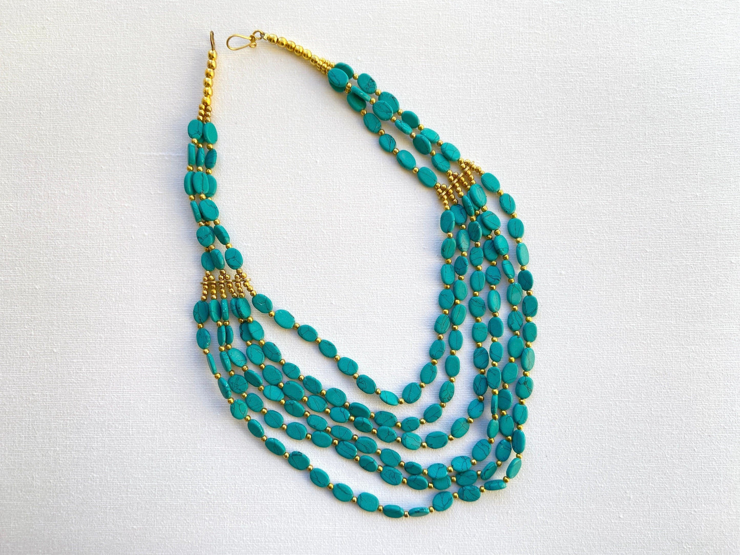 The Enache Turquoise Blue Oval Beads Turquoise Necklace TheEnache