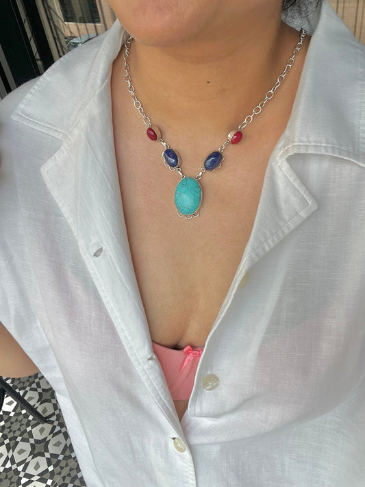 The Enache Turquoise Gemstone Bib Necklace TheEnache
