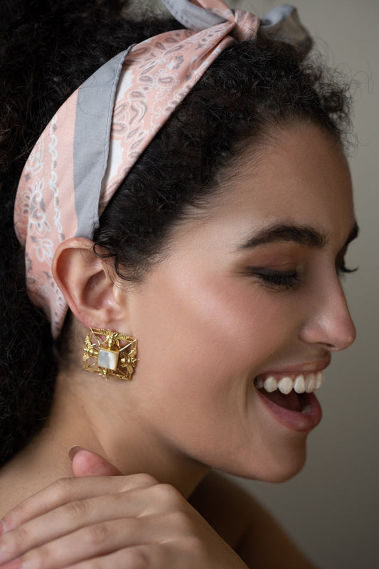 The Enache White Honey Bee Studs TheEnache