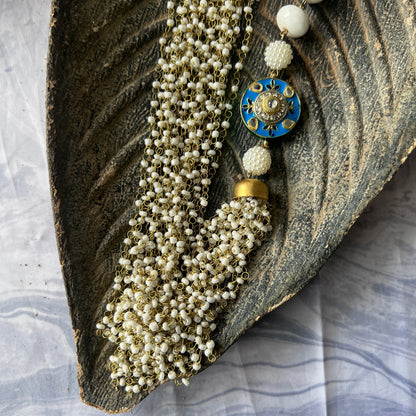 The Enache White Kundan Long Beaded Chunky Necklace TheEnache