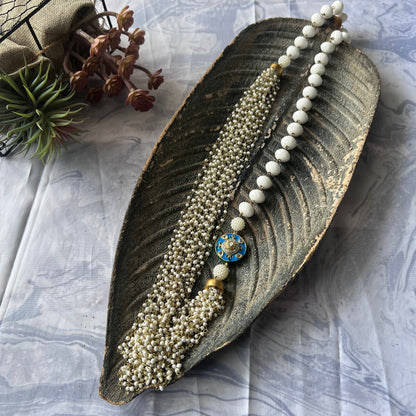 The Enache White Kundan Long Beaded Chunky Necklace TheEnache