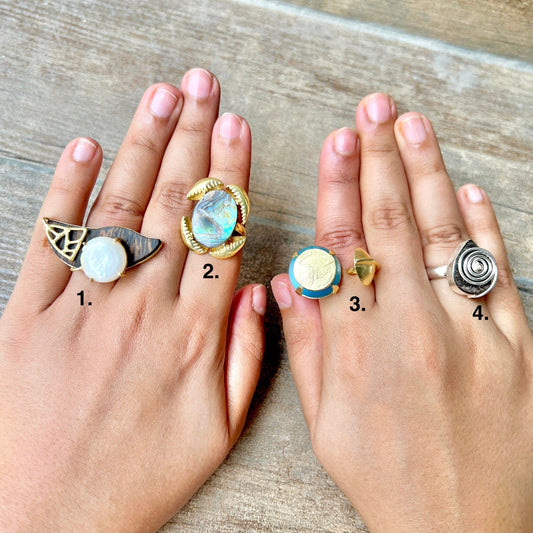 The Enache Wooden Pearl Gemstone Ring TheEnache