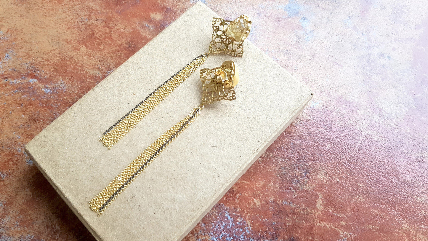 The Enache Yellow Citrine Tassel Earrings TheEnache