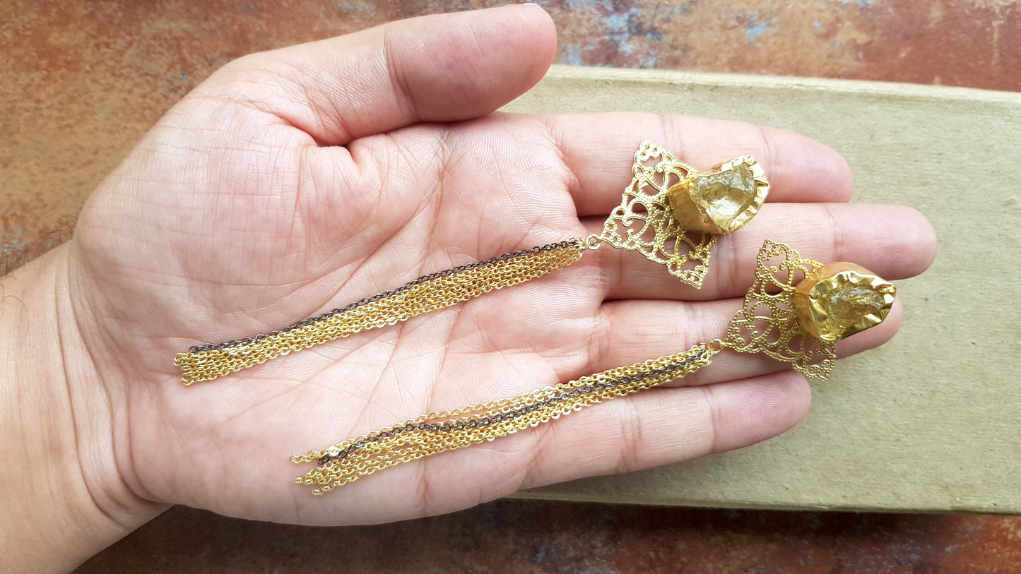 The Enache Yellow Citrine Tassel Earrings TheEnache