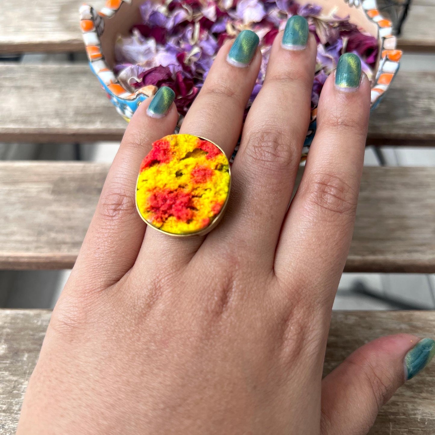 The Enache Yellow Red Druzy Ring TheEnache