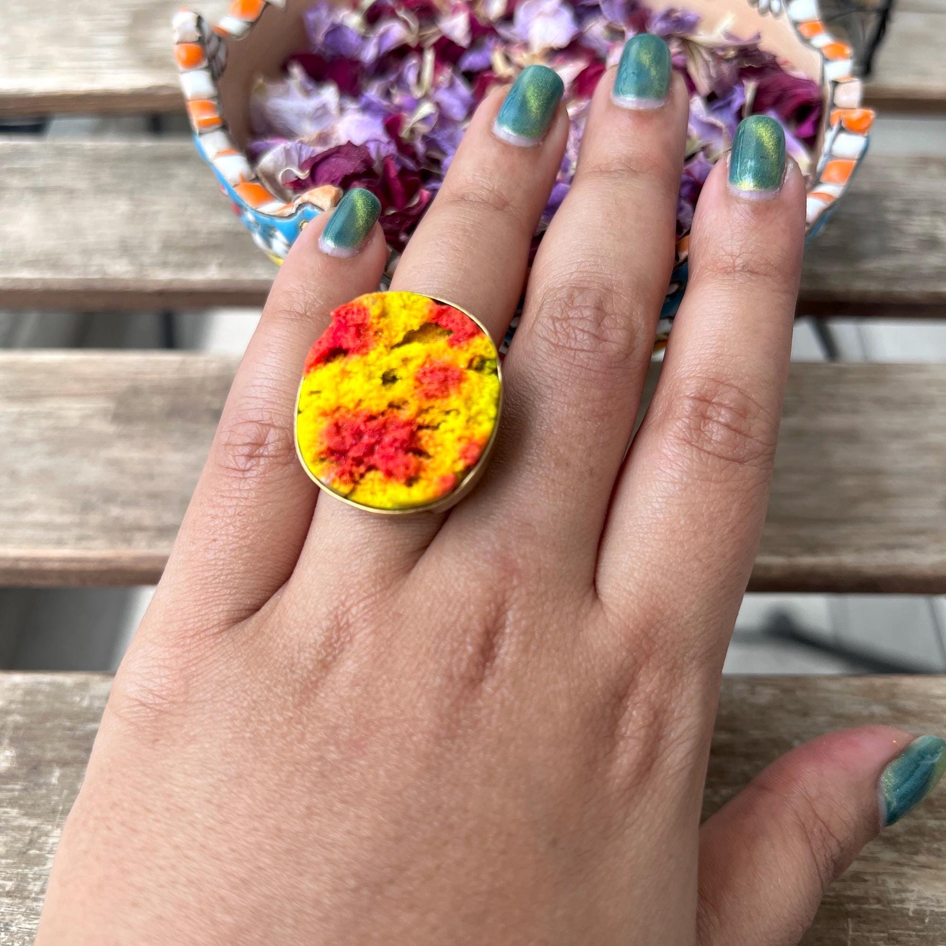 The Enache Yellow Red Druzy Ring TheEnache