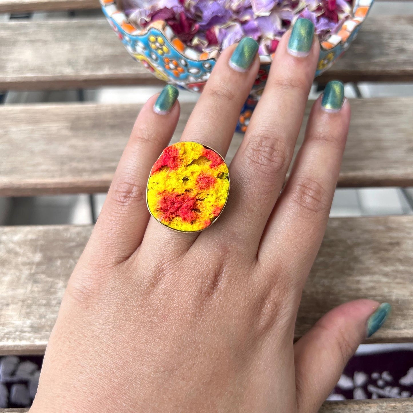 The Enache Yellow Red Druzy Ring TheEnache