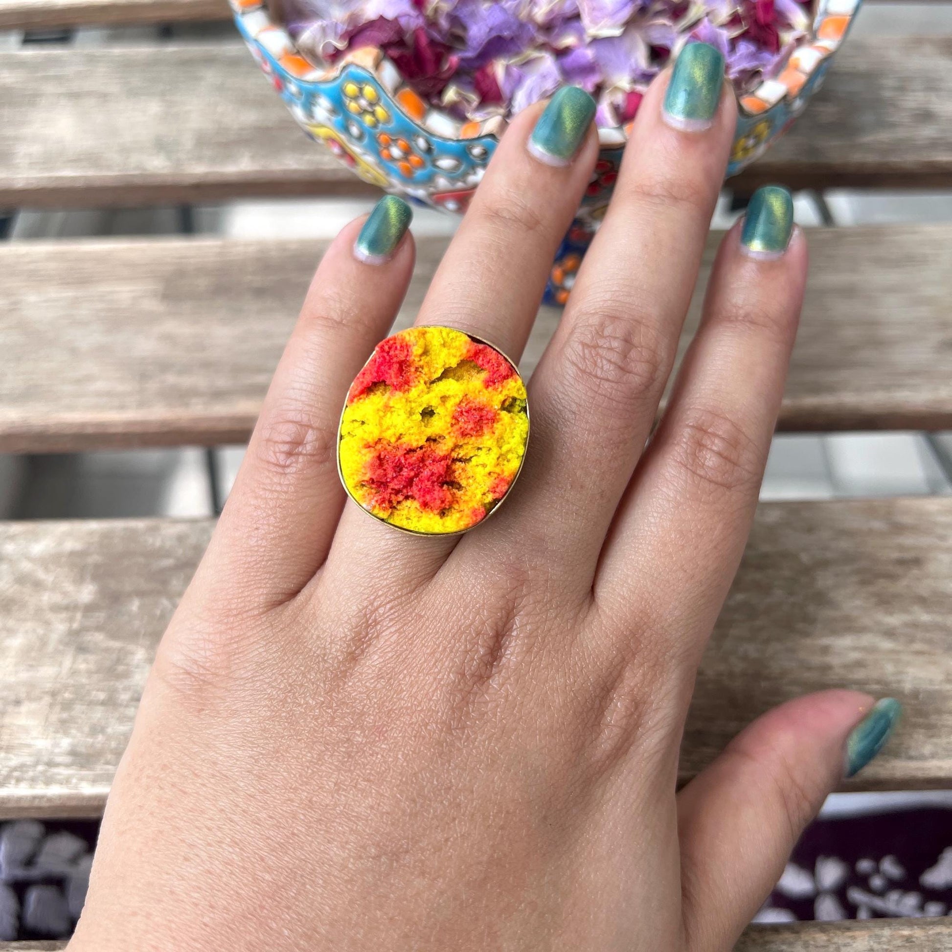 The Enache Yellow Red Druzy Ring TheEnache