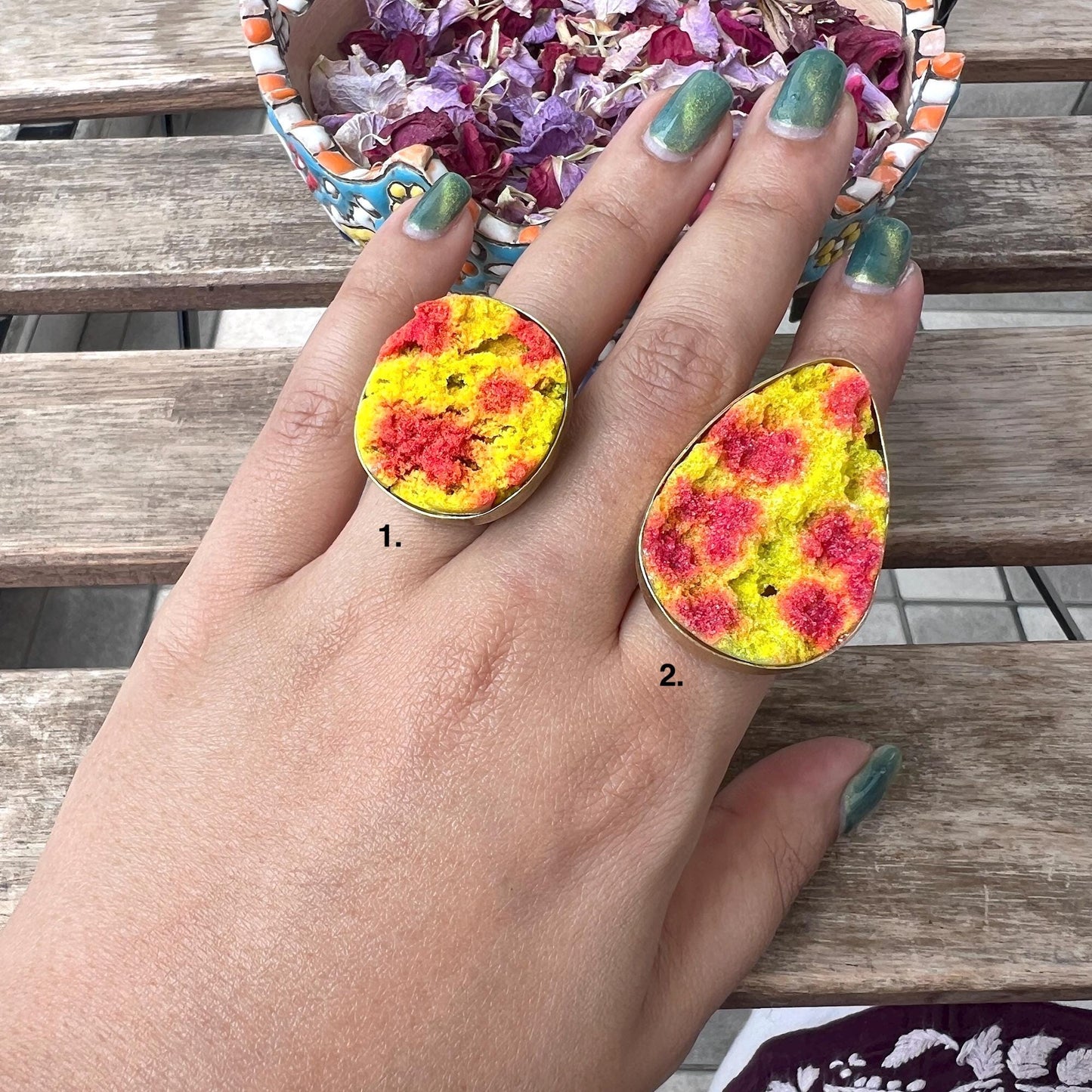 The Enache Yellow Red Druzy Ring TheEnache
