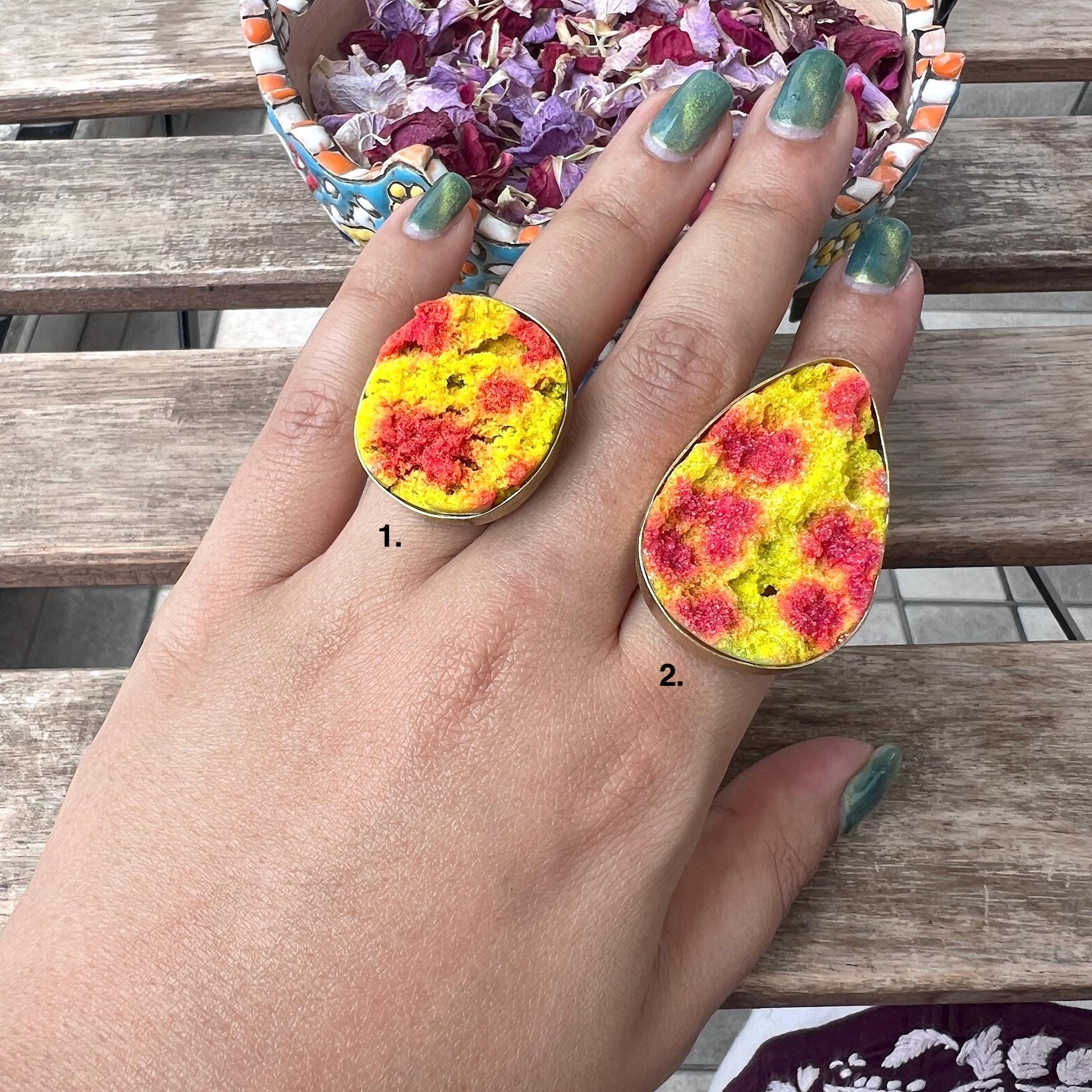 The Enache Yellow Red Druzy Ring TheEnache